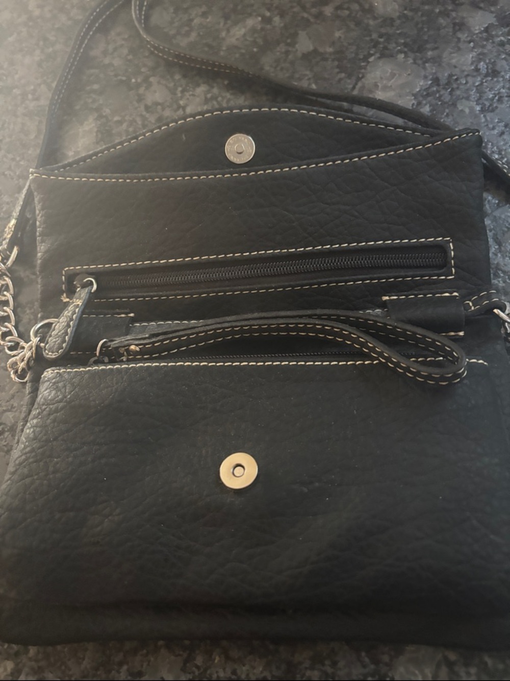 NWT Nine West Black Leather Crossbody Wallet with Chain Strap - Picture 5 of 7